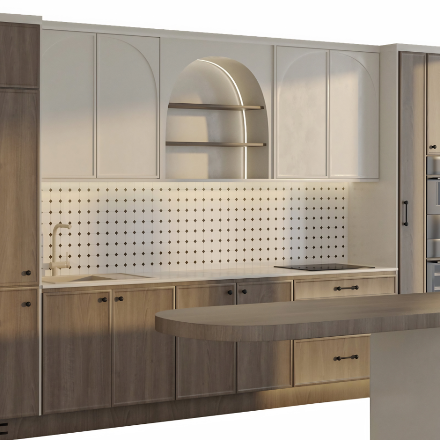 Tủ Bếp Bo Vòm Gỗ MDF TB-51 - Ảnh 2